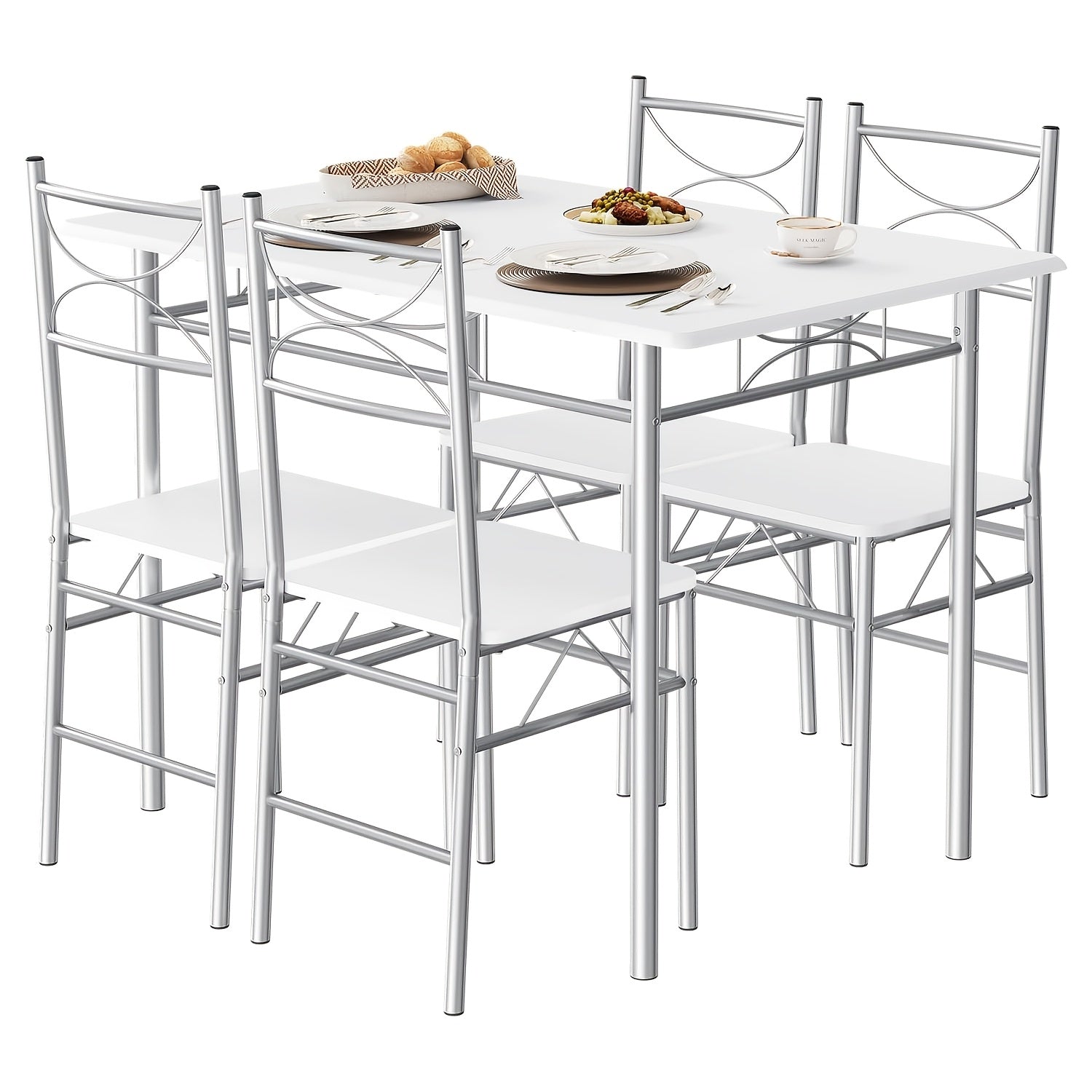 Set tavolo e sedie, Bianco per uso quotidiano e zona giorno – vista dettagliata 5