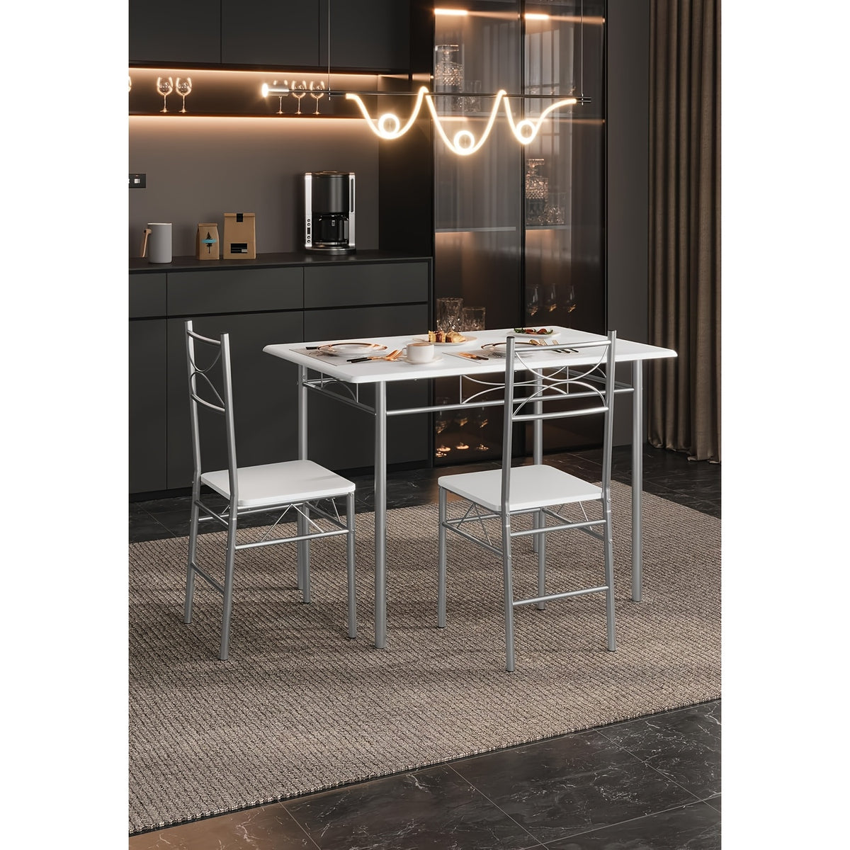 Set tavolo e sedie, Bianco per uso quotidiano e zona giorno – vista dettagliata 6