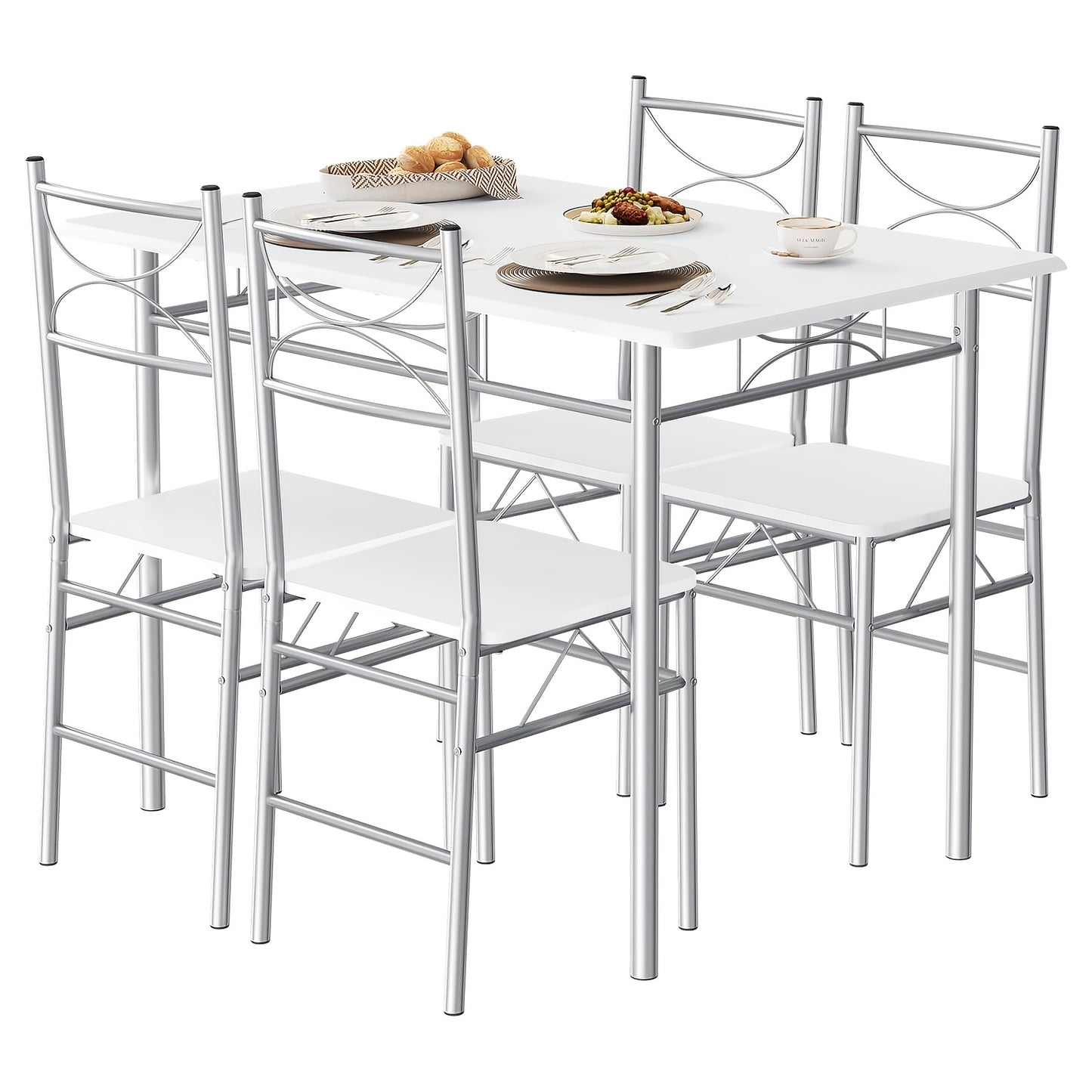 Set tavolo e sedie, Bianco per uso quotidiano e zona giorno – vista dettagliata 8