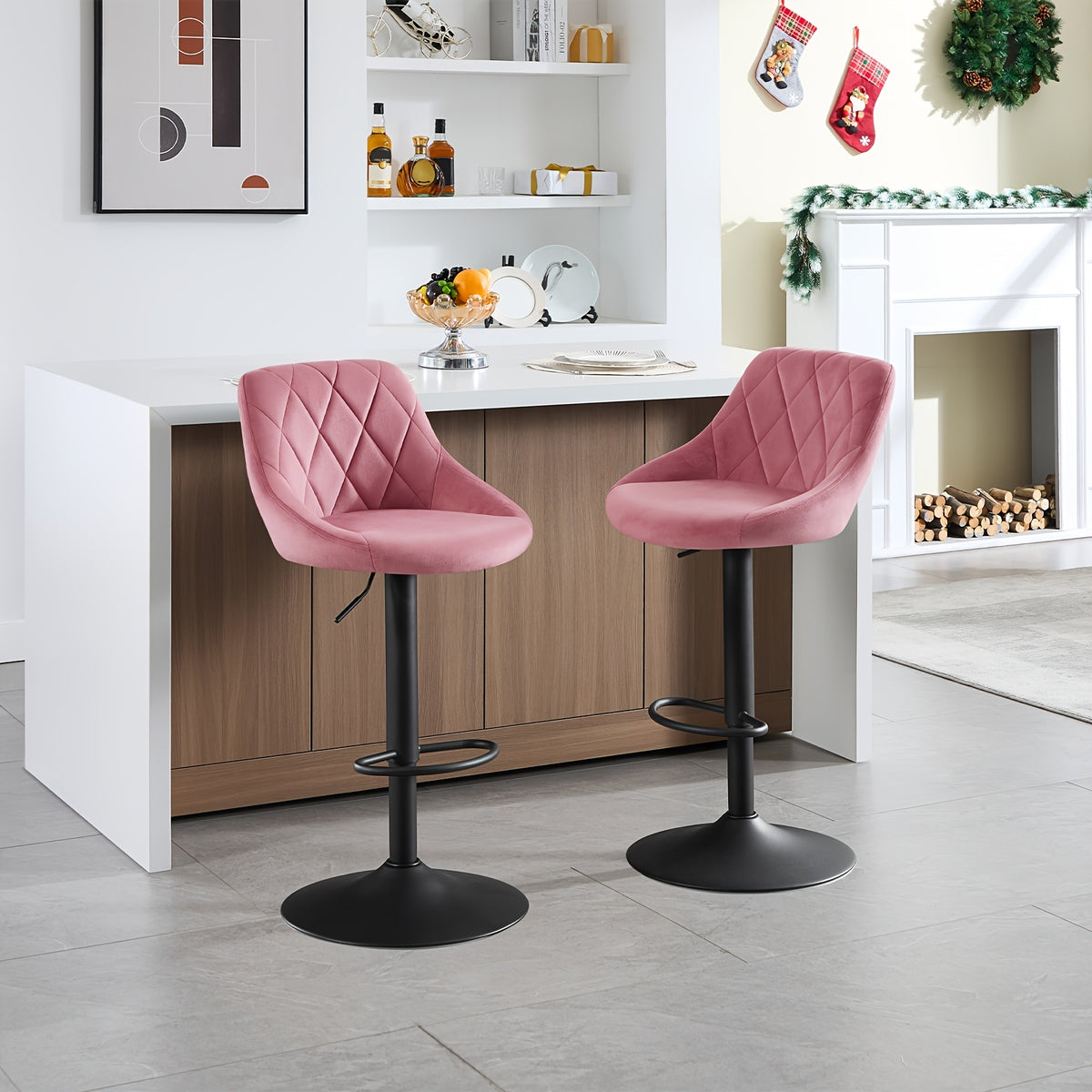 Sgabello da bar, colore rosa per zona giorno e uso quotidiano – vista dettagliata 7
