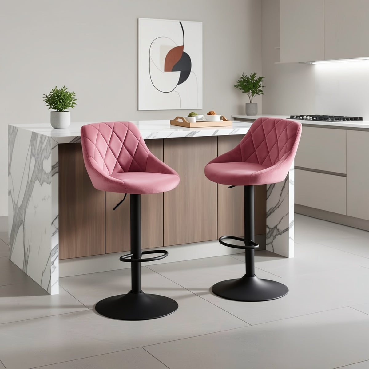 Sgabello da bar, colore rosa per zona giorno e uso quotidiano – vista dettagliata 9