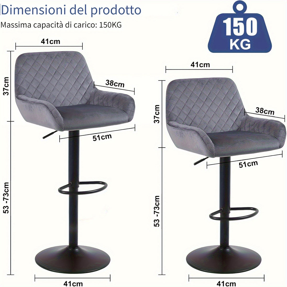 Sgabello da bar, Grigio Scuro per uso quotidiano – vista dettagliata 2