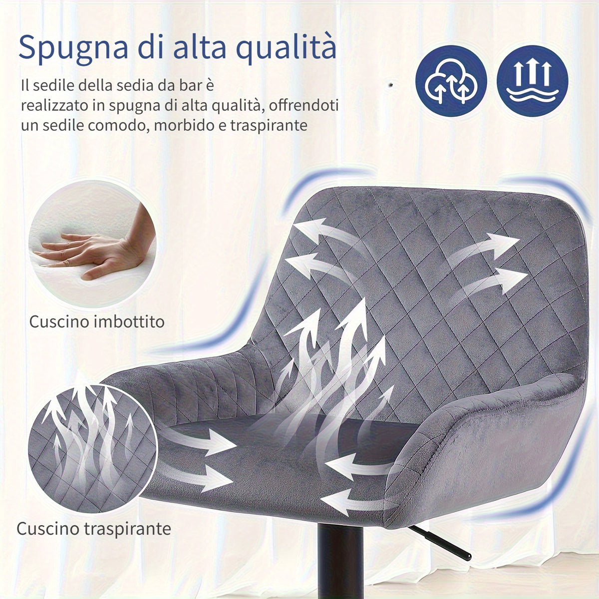 Sgabello da bar, Grigio Scuro per uso quotidiano – vista dettagliata 4