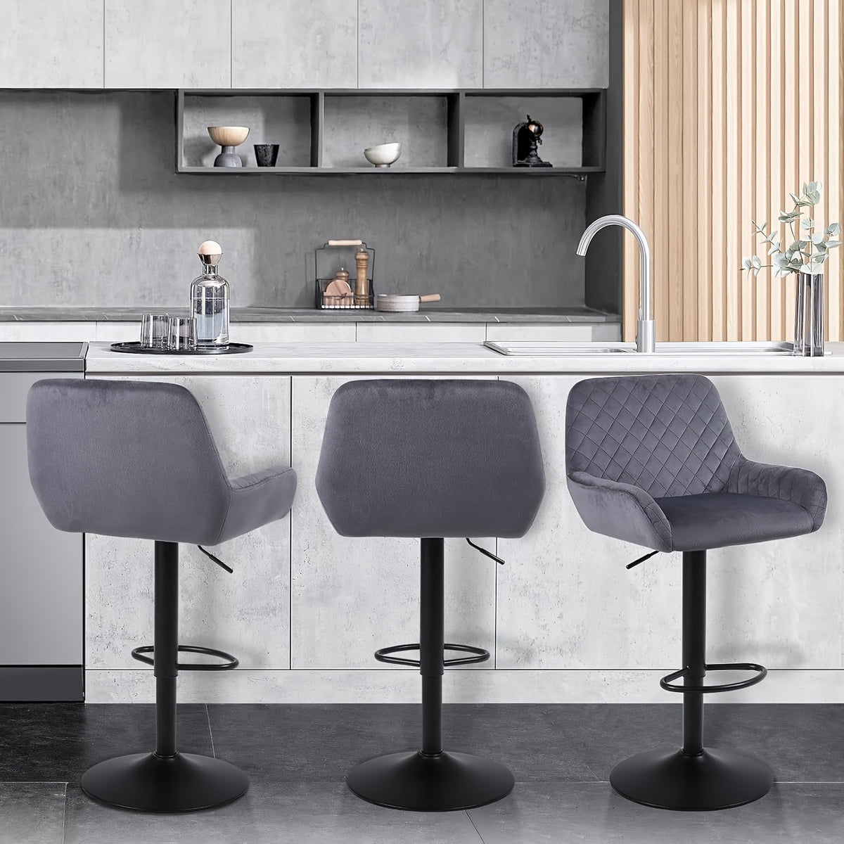 Sgabello da bar, Grigio Scuro per uso quotidiano – vista dettagliata 8