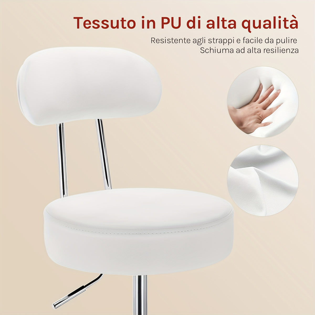 Sgabello girevole, 1 pz per ufficio – vista dettagliata 4