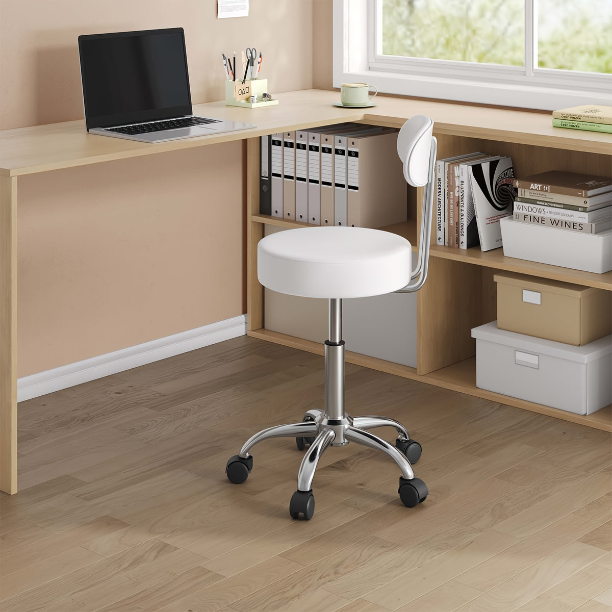 Sgabello girevole, Bianco per smart working – vista dettagliata 2