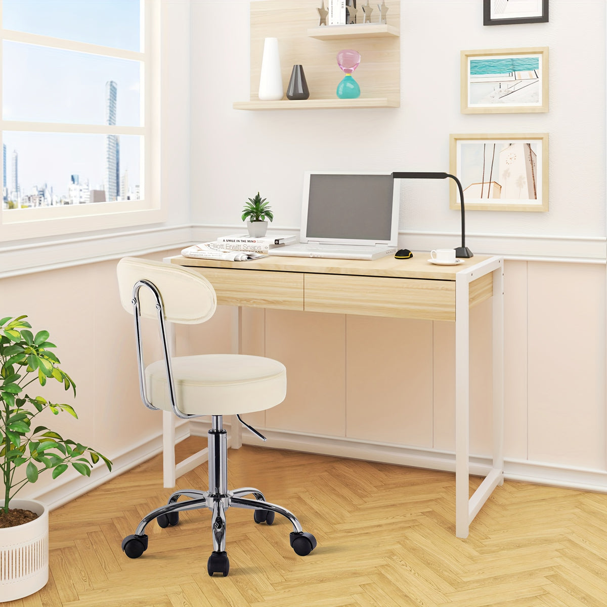 Sgabello girevole, Bianco per smart working – vista dettagliata 5