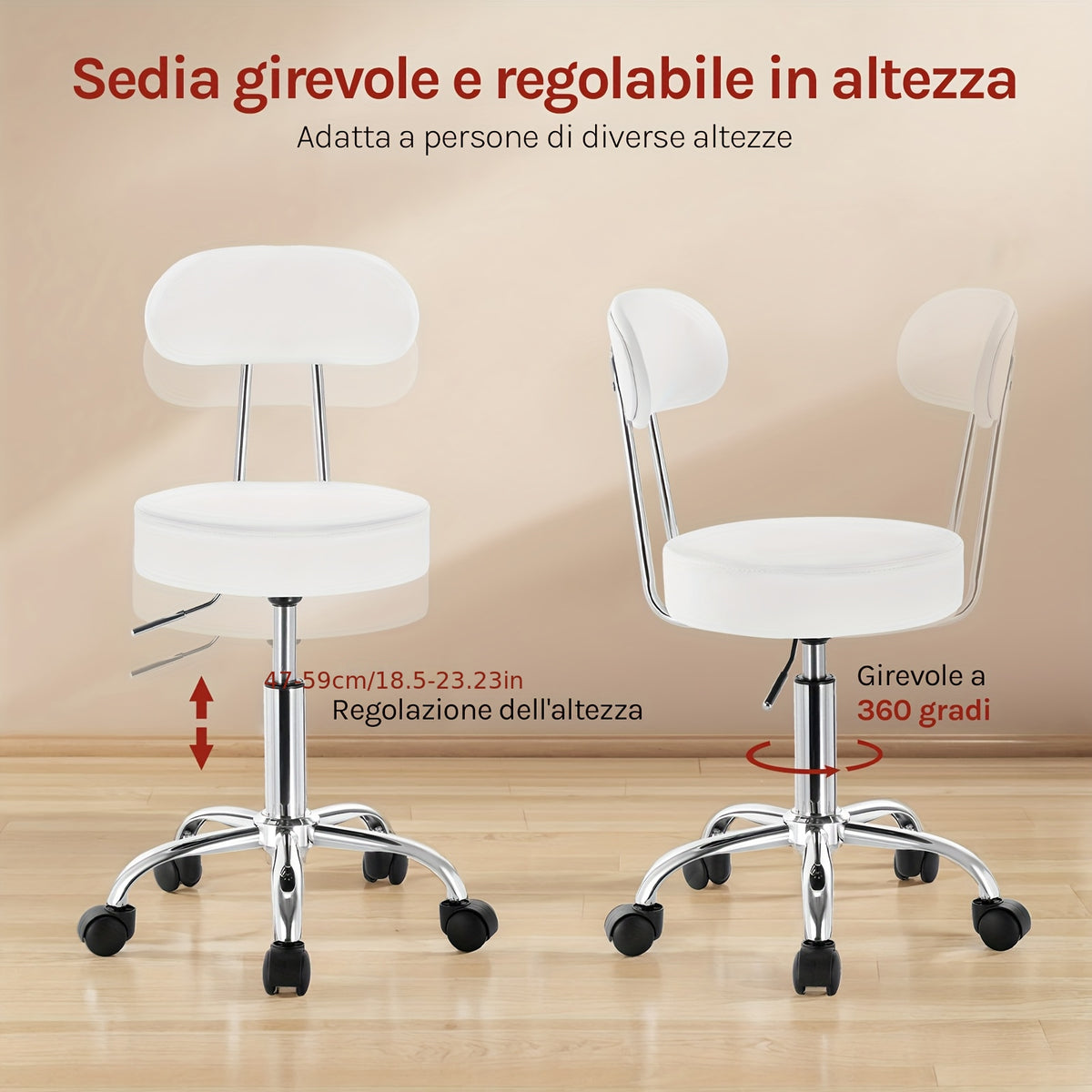 Sgabello girevole, Bianco per smart working – vista dettagliata 17