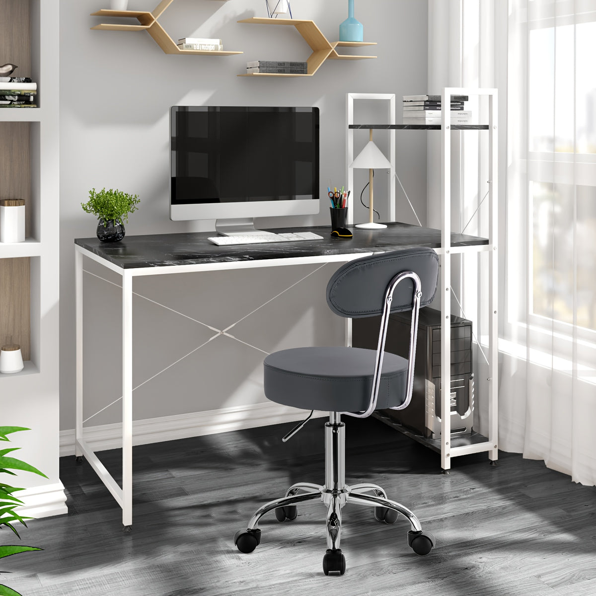 Sgabello girevole, Bianco per smart working – vista dettagliata 19