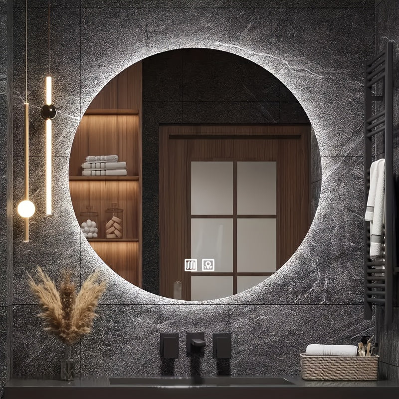 Specchio da bagno grande circolare retroilluminato, 50 CENTIMETRI * 50 CENTIMETRI per bagno e casa – vista dettagliata 4