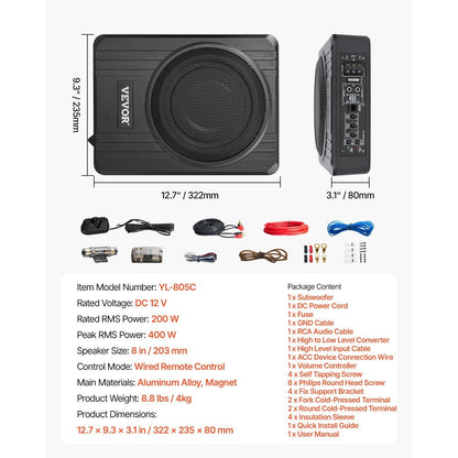 Subwoofer per auto, 400W per veicolo e viaggio – vista dettagliata 8
