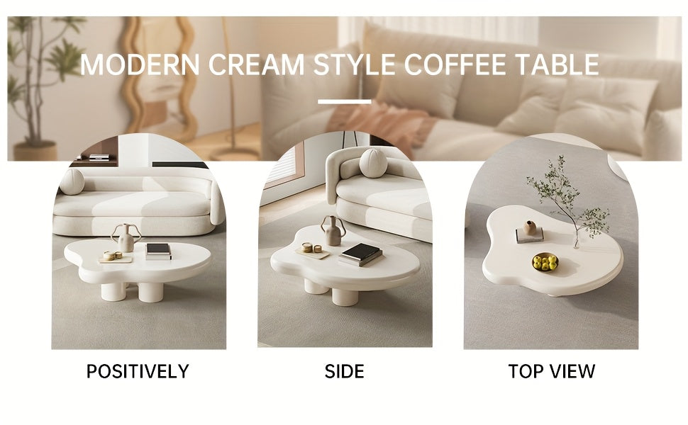 Tavolino da caffè irregolare, Bianco crema per casa – vista dettagliata 16