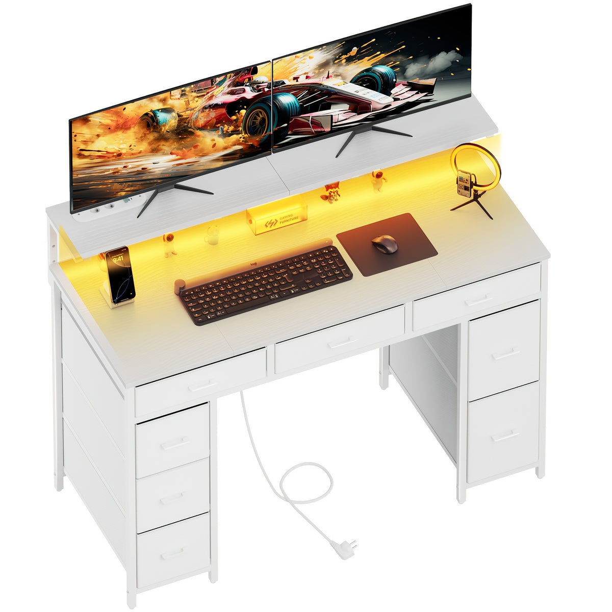 Tavolino da letto per laptop, Armadietto da Ingresso con 8 Cassetti per divano e letto – vista dettagliata 6
