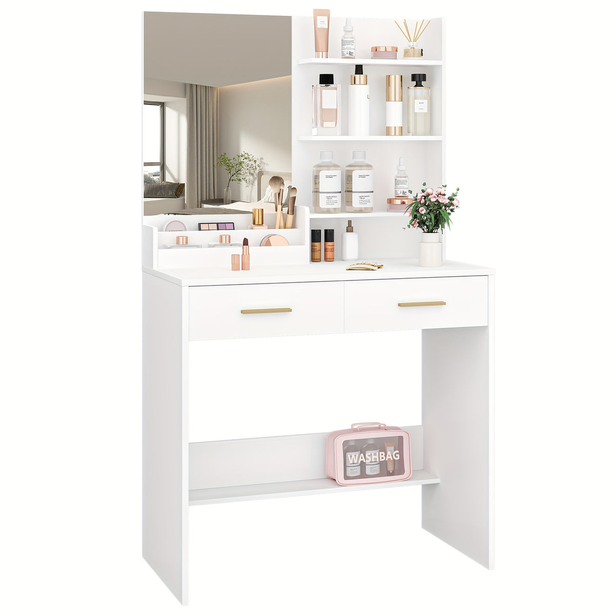 Tavolino da letto per laptop, bianco per divano e smart working – vista dettagliata 3