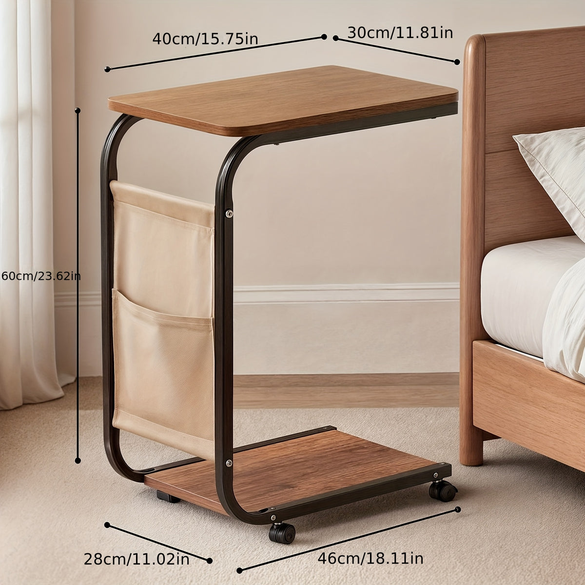 Tavolino da letto per laptop, Noce per divano e smart working – vista dettagliata 9