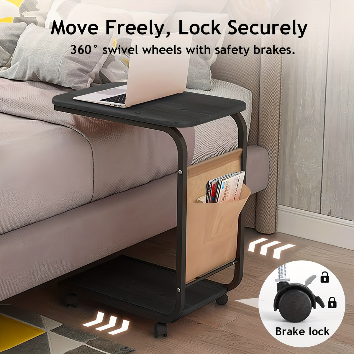 Tavolino da letto per laptop, Noce per divano e smart working – vista dettagliata 10