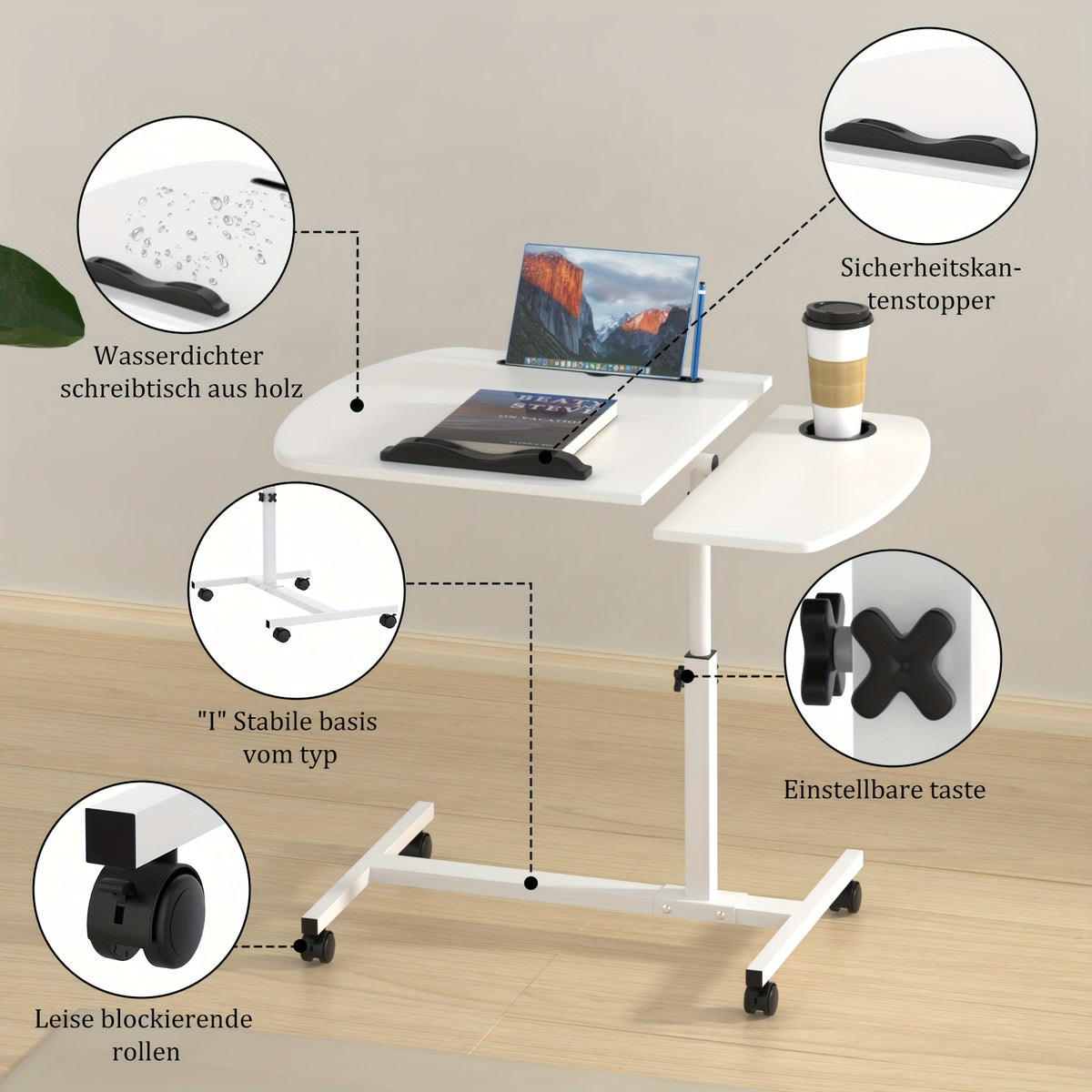 Tavolino da letto per laptop, regolabile per divano e letto – vista dettagliata 8