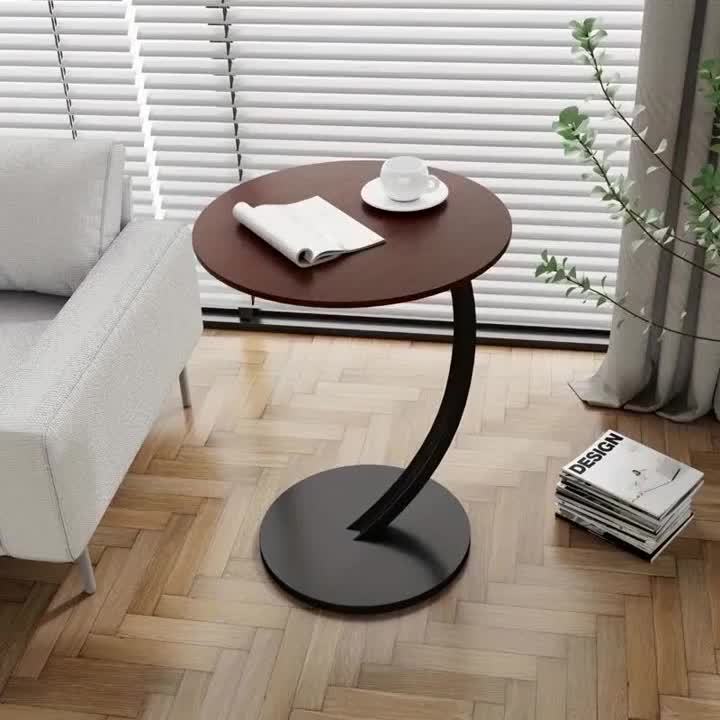 Tavolino Laterale Moderno Rotondo, Colore legno per camera da letto – vista dettagliata 3