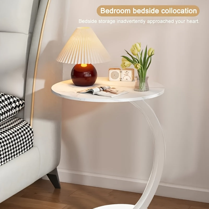 Tavolino Laterale Moderno Rotondo, Colore legno per camera da letto – vista dettagliata 4