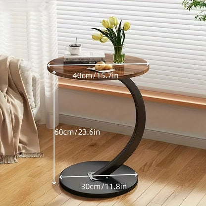 Tavolino Laterale Moderno Rotondo, Colore legno per camera da letto – vista dettagliata 10