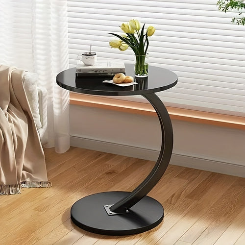 Tavolino Laterale Moderno Rotondo, Noce per letto e camera da letto – vista principale