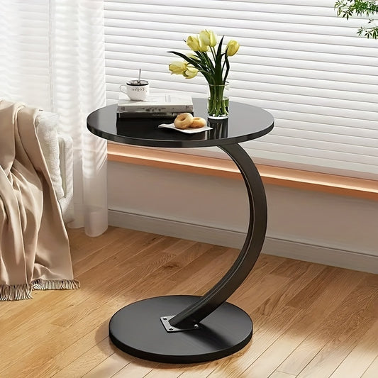 Tavolino Laterale Moderno Rotondo, Noce per letto e camera da letto – vista principale