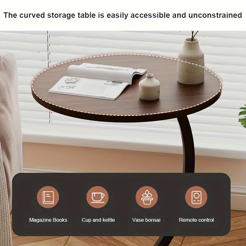 Tavolino Laterale Moderno Rotondo, Noce per letto e camera da letto – vista dettagliata 7