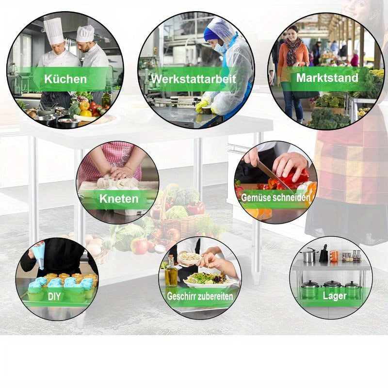 Tavolo da lavoro in acciaio inox, 250 kg per cucina e zona pranzo – vista dettagliata 4