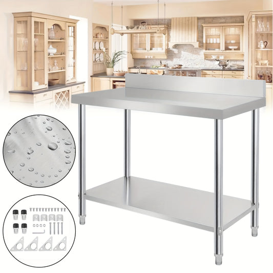 Tavolo da lavoro in acciaio inox, Dimensioni: 100*60*85 centimetri per cucina e zona pranzo – vista principale