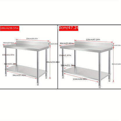 Tavolo da lavoro in acciaio inox, Dimensioni: 100*60*85 centimetri per cucina e zona pranzo – vista dettagliata 2