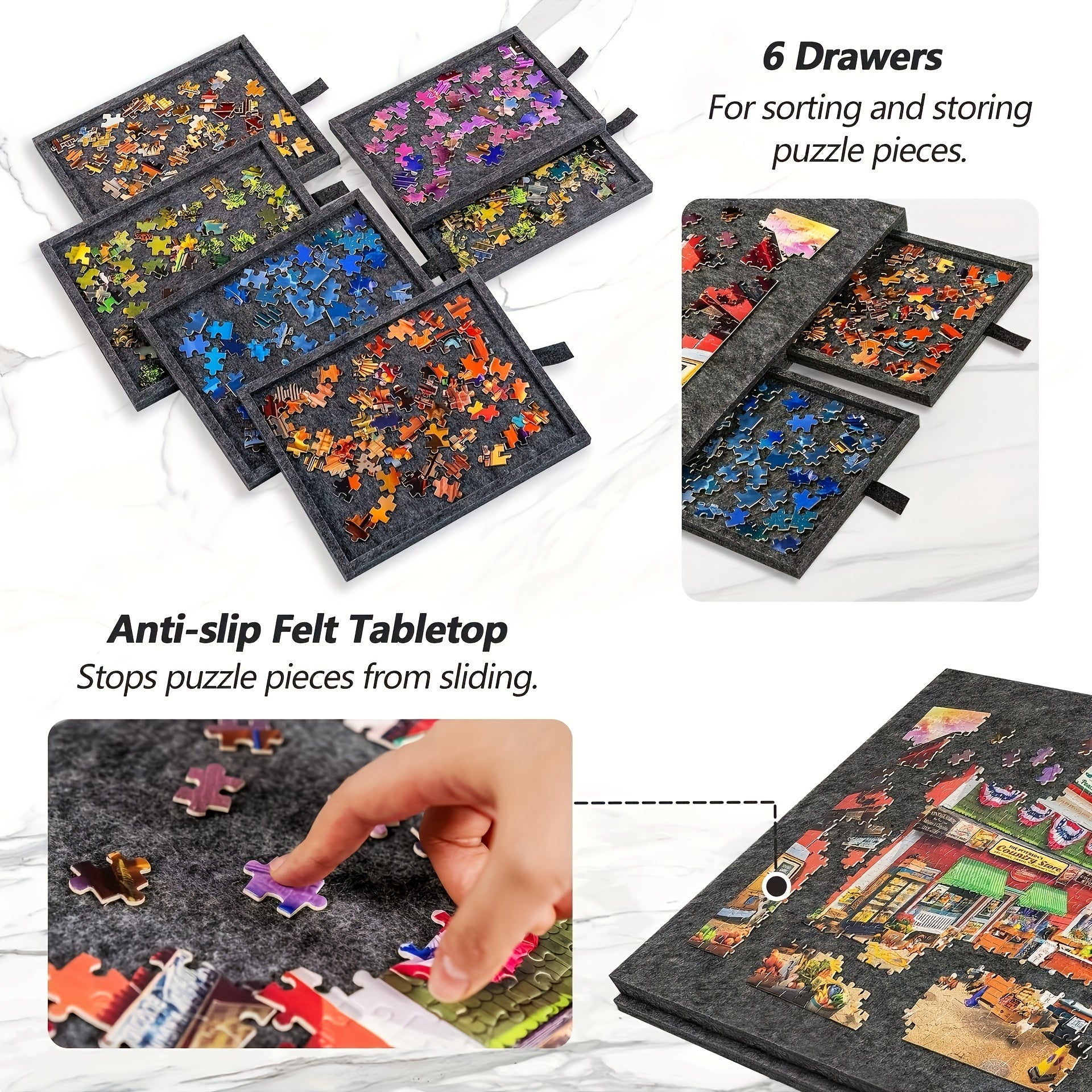 Tavolo per puzzle, 1pz. +6 Cassetti +2 Scatola di immagazzinaggio per progetti creativi – vista dettagliata 4