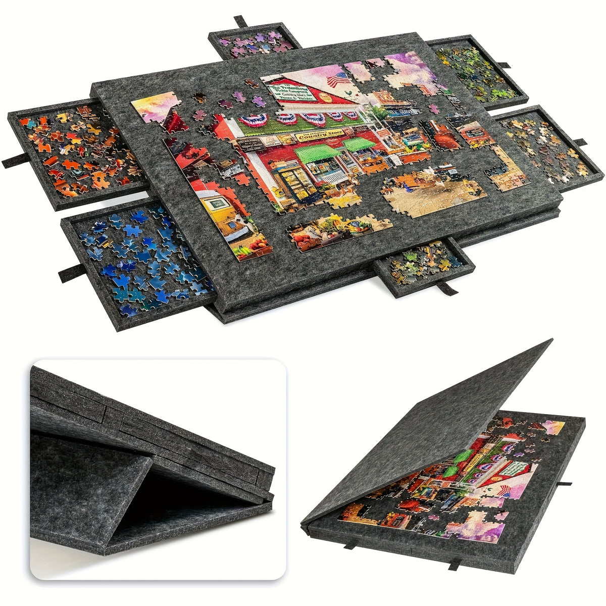 Tavolo per puzzle, 1pz. +6 Cassetti +2 Scatola di immagazzinaggio per progetti creativi – vista dettagliata 6