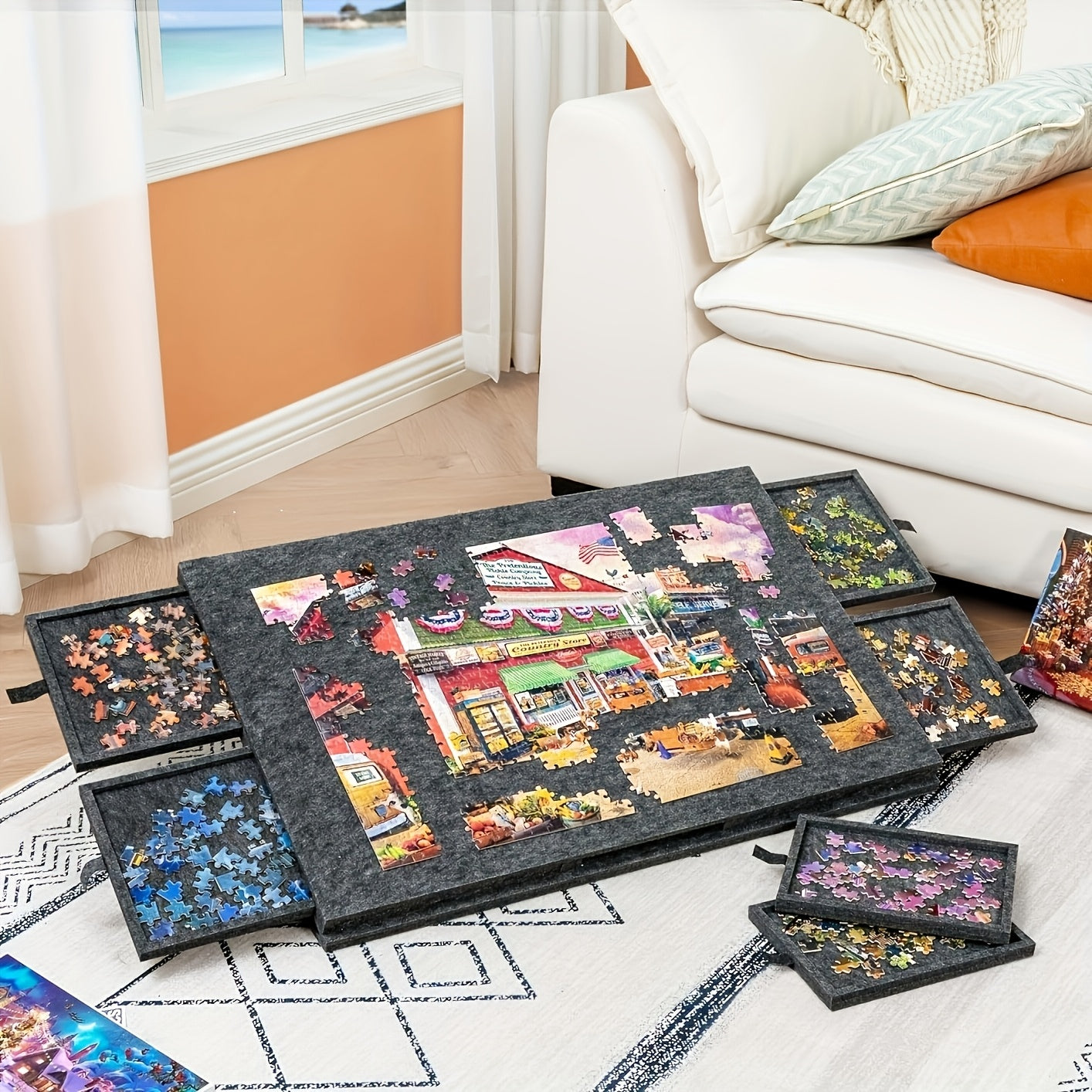 Tavolo per puzzle, 1pz. +6 Cassetti +2 Scatola di immagazzinaggio per progetti creativi – vista dettagliata 8