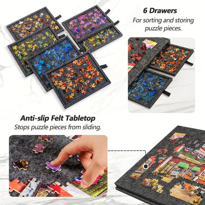 Tavolo per puzzle, 1pz. +6 Cassetti +2 Scatola di immagazzinaggio per progetti creativi e hobby – vista dettagliata 4