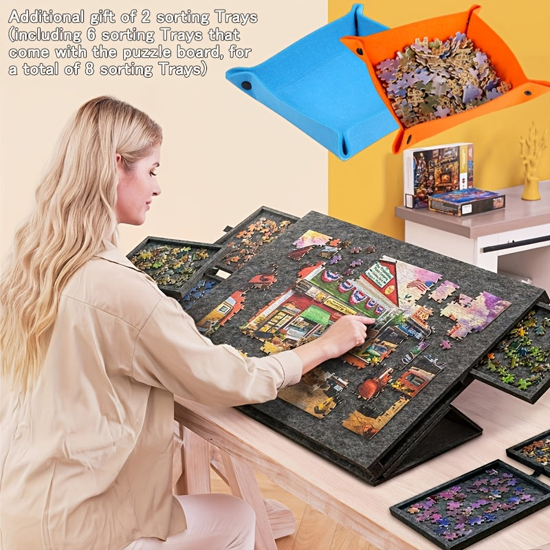 Tavolo per puzzle, 1pz. +6 Cassetti +2 Scatola di immagazzinaggio per progetti creativi e hobby – vista dettagliata 11