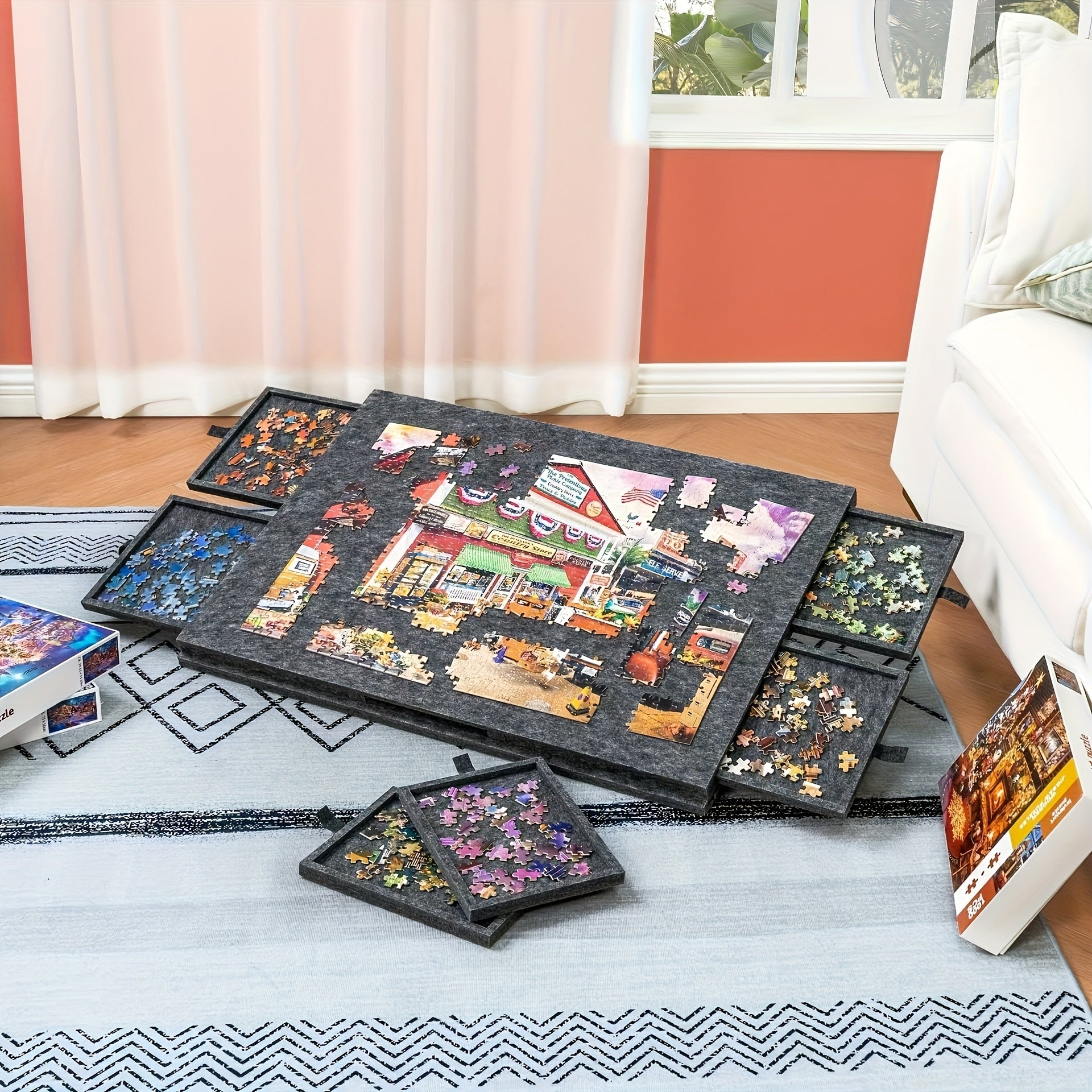 Tavolo per puzzle, 1pz. +6 Cassetti +2 Scatola di immagazzinaggio per hobby – vista dettagliata 2