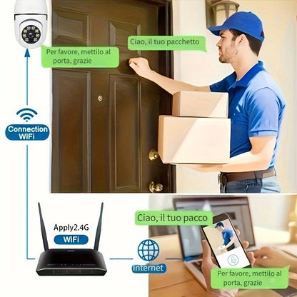 Telecamera di sorveglianza, rotazione 360° per viaggio e casa – vista dettagliata 6