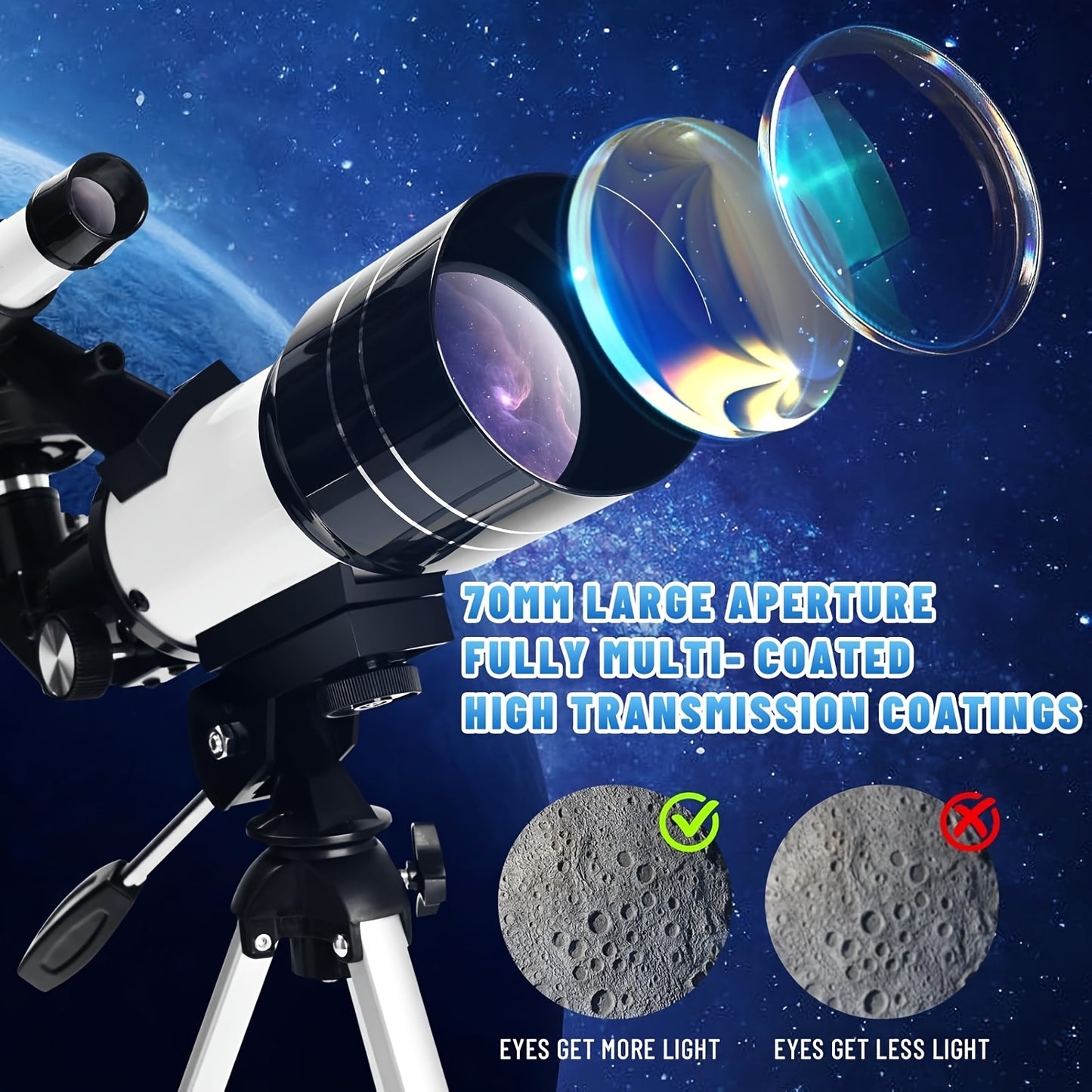 Telescopio astronomico, Blu per viaggio e campeggio – vista dettagliata 8