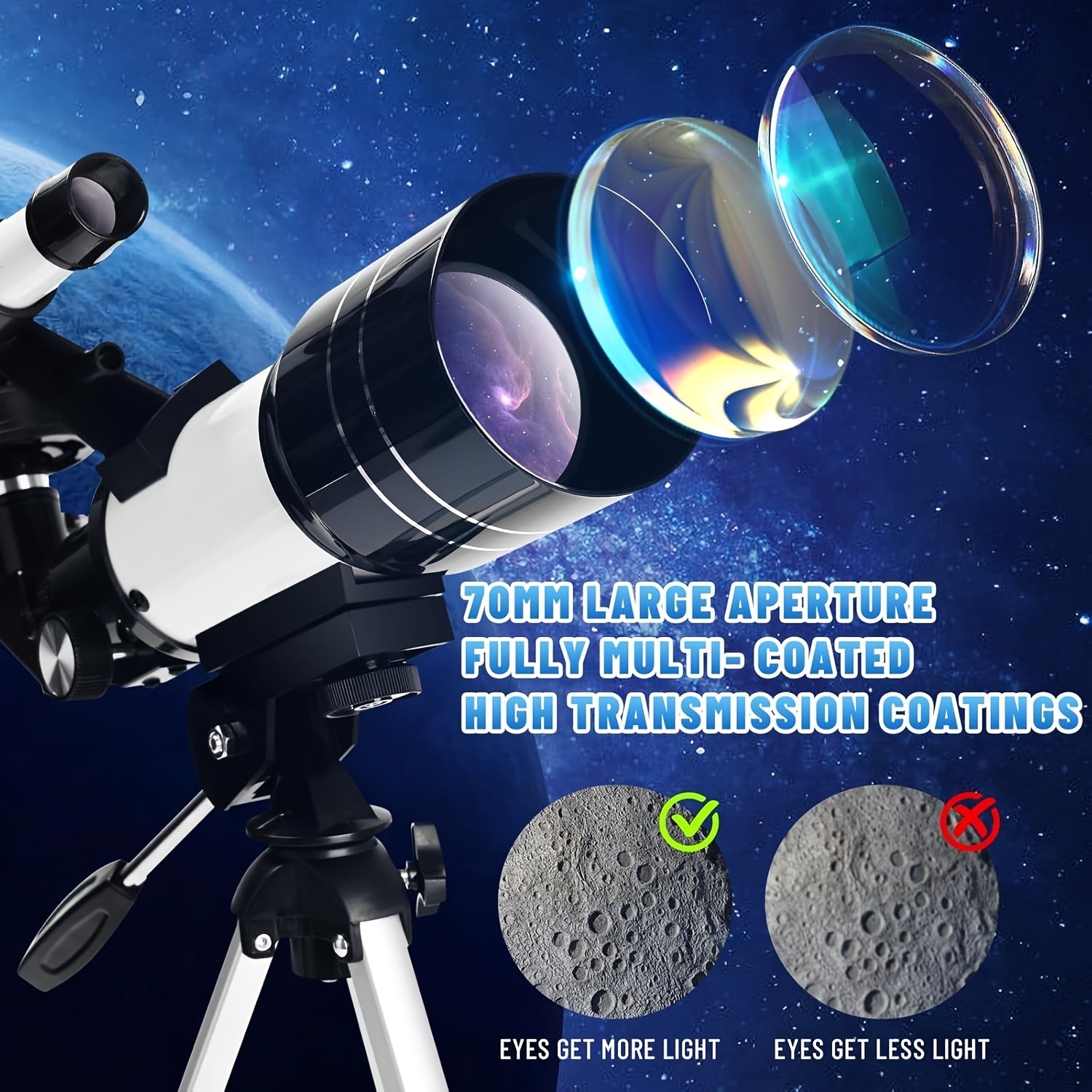 Telescopio astronomico, Viola per campeggio – vista dettagliata 7