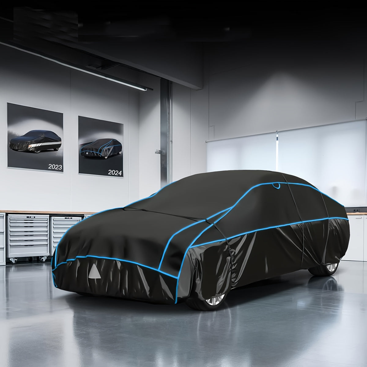 Telo Copriauto Antigrandine, Coupé hatchback di classe A2 (420-450 cm) per officina e fai da te – vista dettagliata 7