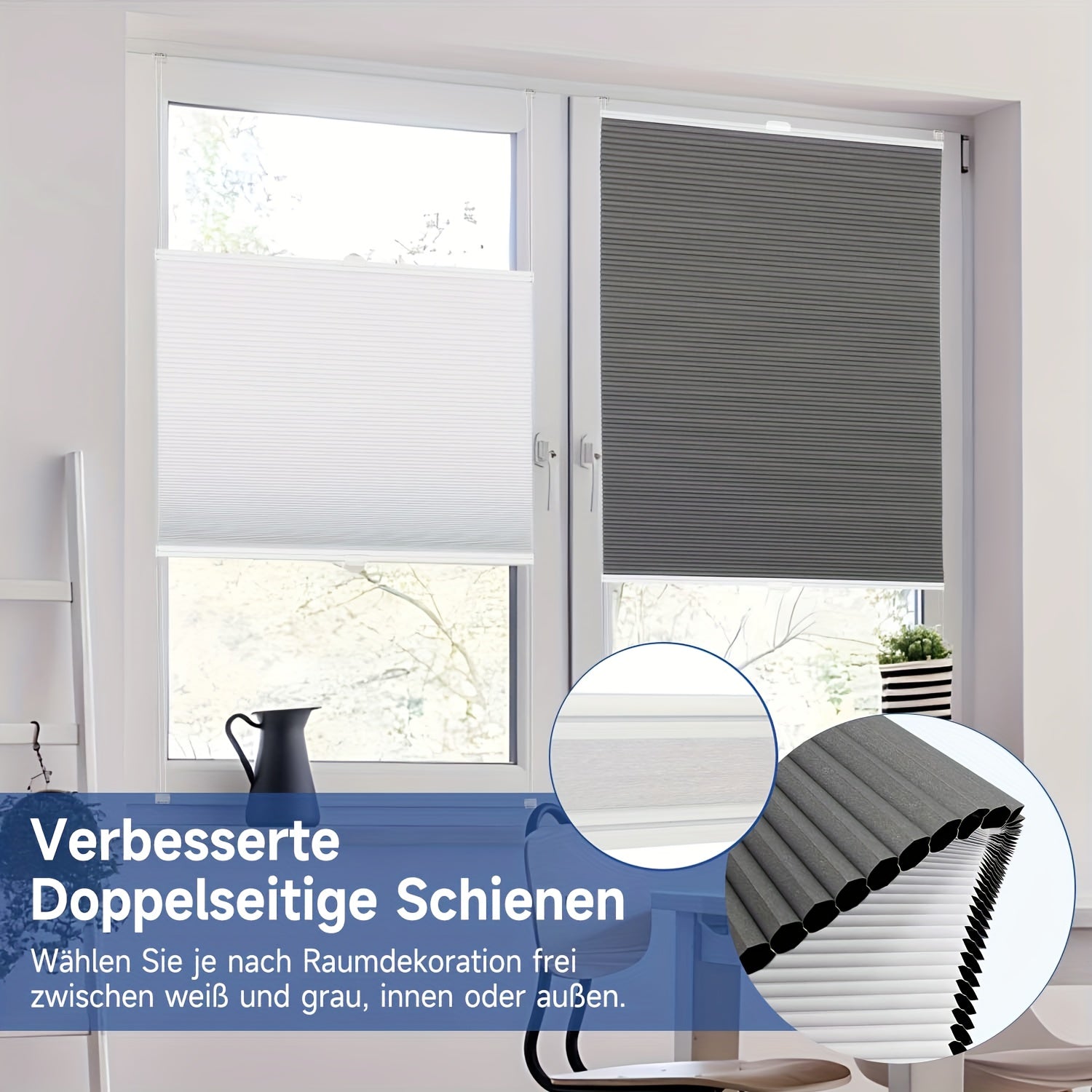 Tenda a rullo, Grigio scuro con texture in tessuto per finestre – vista principale