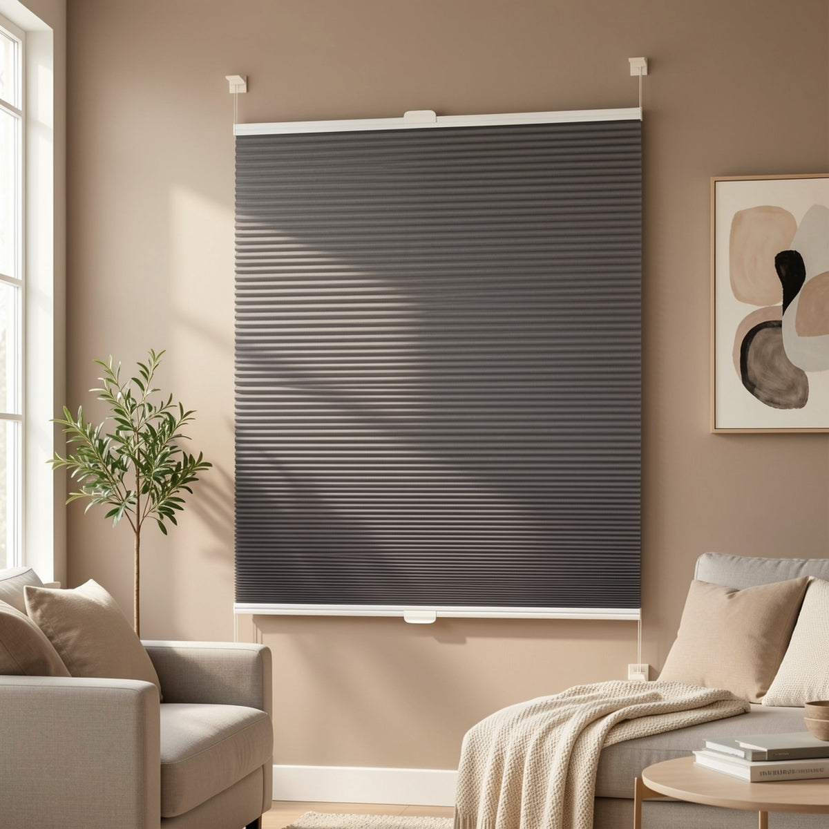 Tenda a rullo, Grigio scuro con texture in tessuto per finestre – vista dettagliata 6