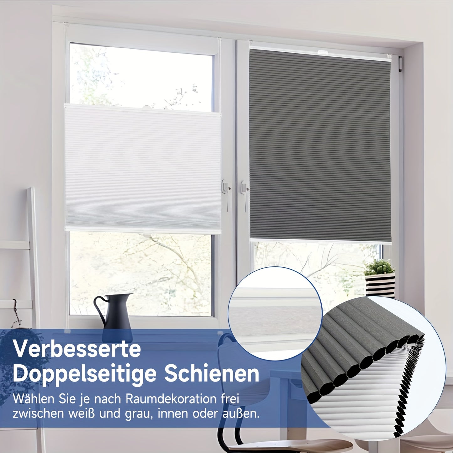 Tenda a rullo, Tessuto imitazione beige per privacy e finestre – vista dettagliata 2