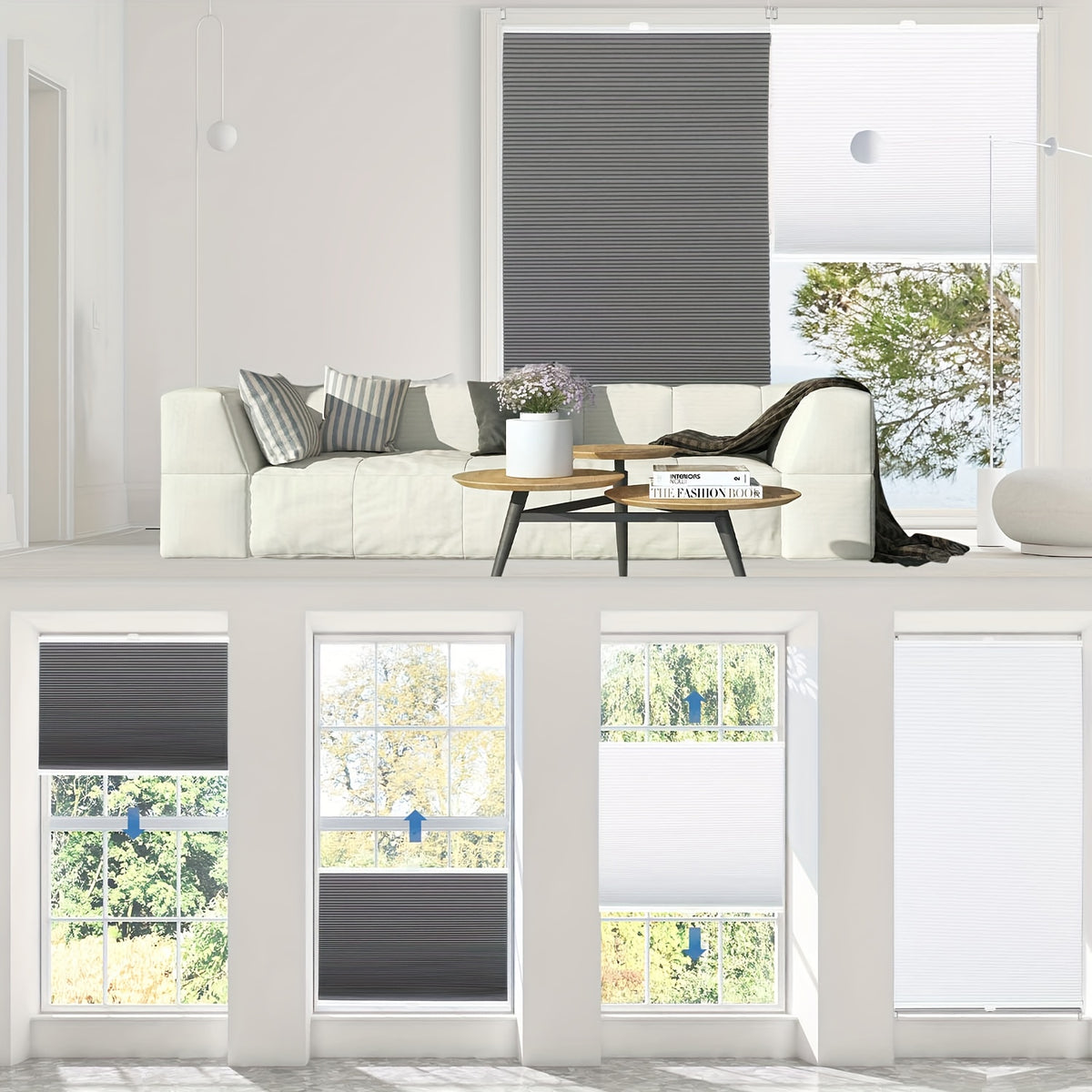 Tenda a rullo, Tessuto imitazione beige per privacy e finestre – vista dettagliata 3