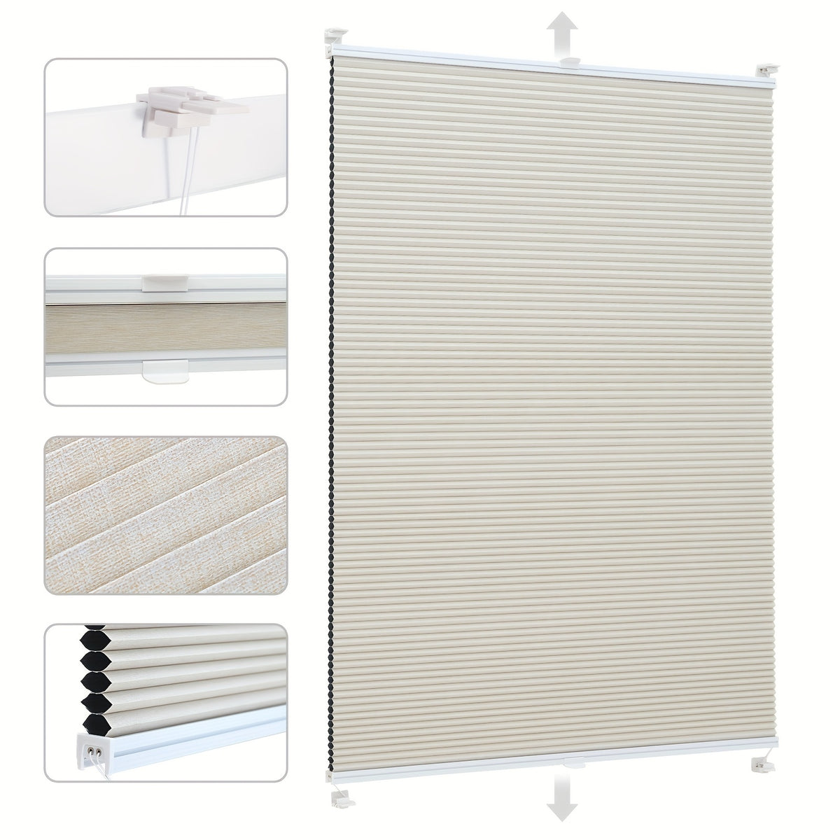 Tenda a rullo, Tessuto imitazione beige per privacy e finestre – vista dettagliata 12