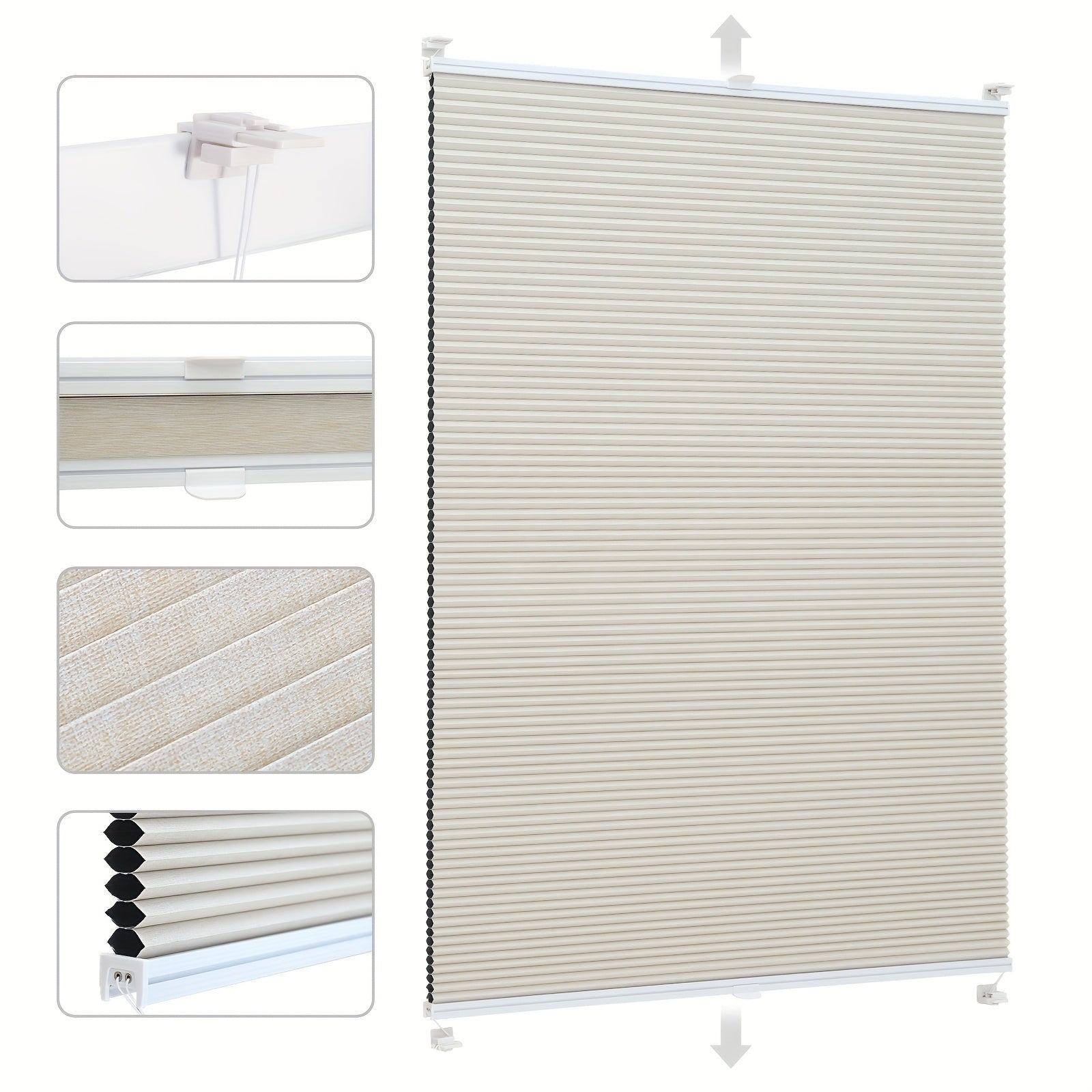 Tenda a rullo, Tessuto imitazione beige per privacy e finestre – vista dettagliata 12