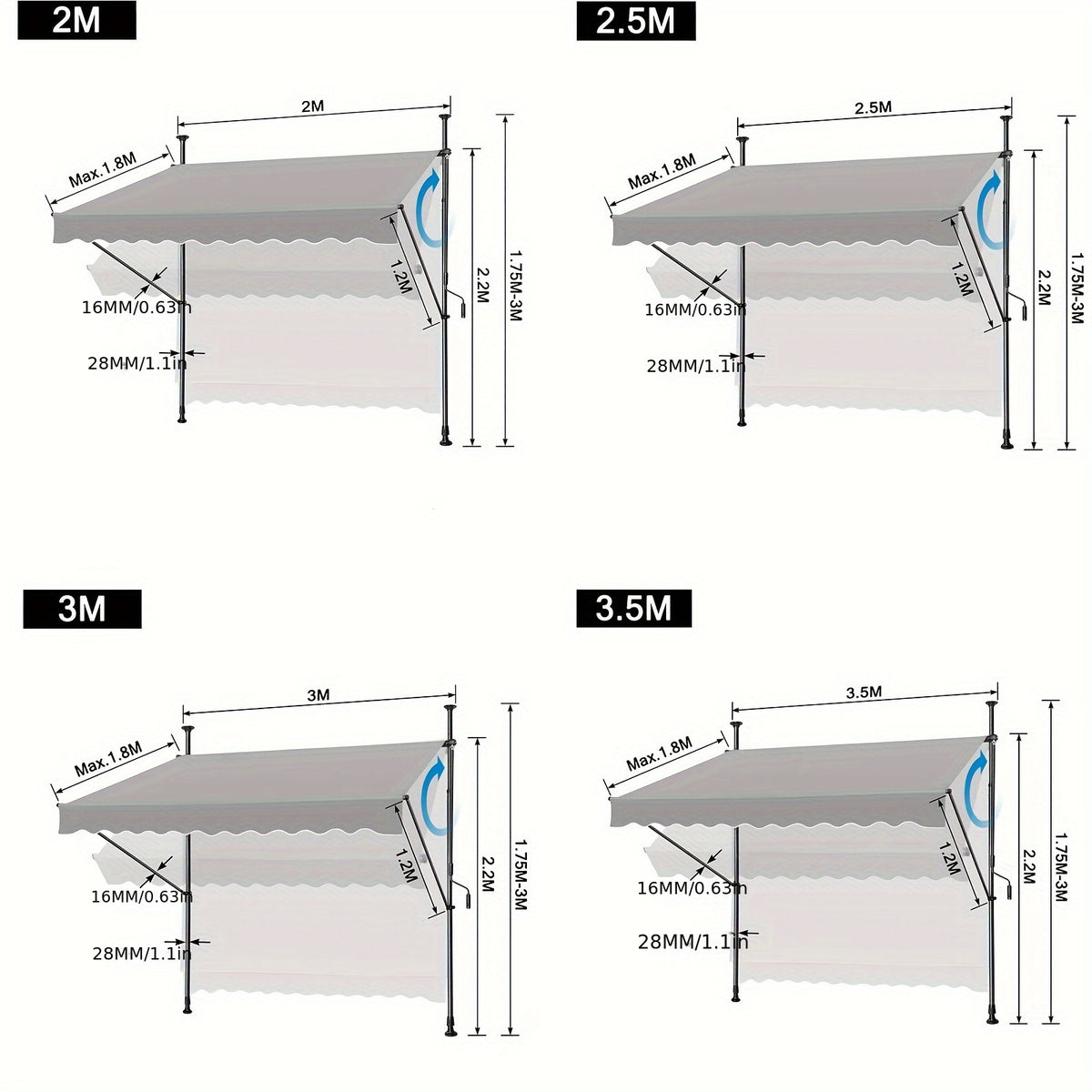Tenda a serranda, Grigio scuro per terrazza e giardino – vista dettagliata 3
