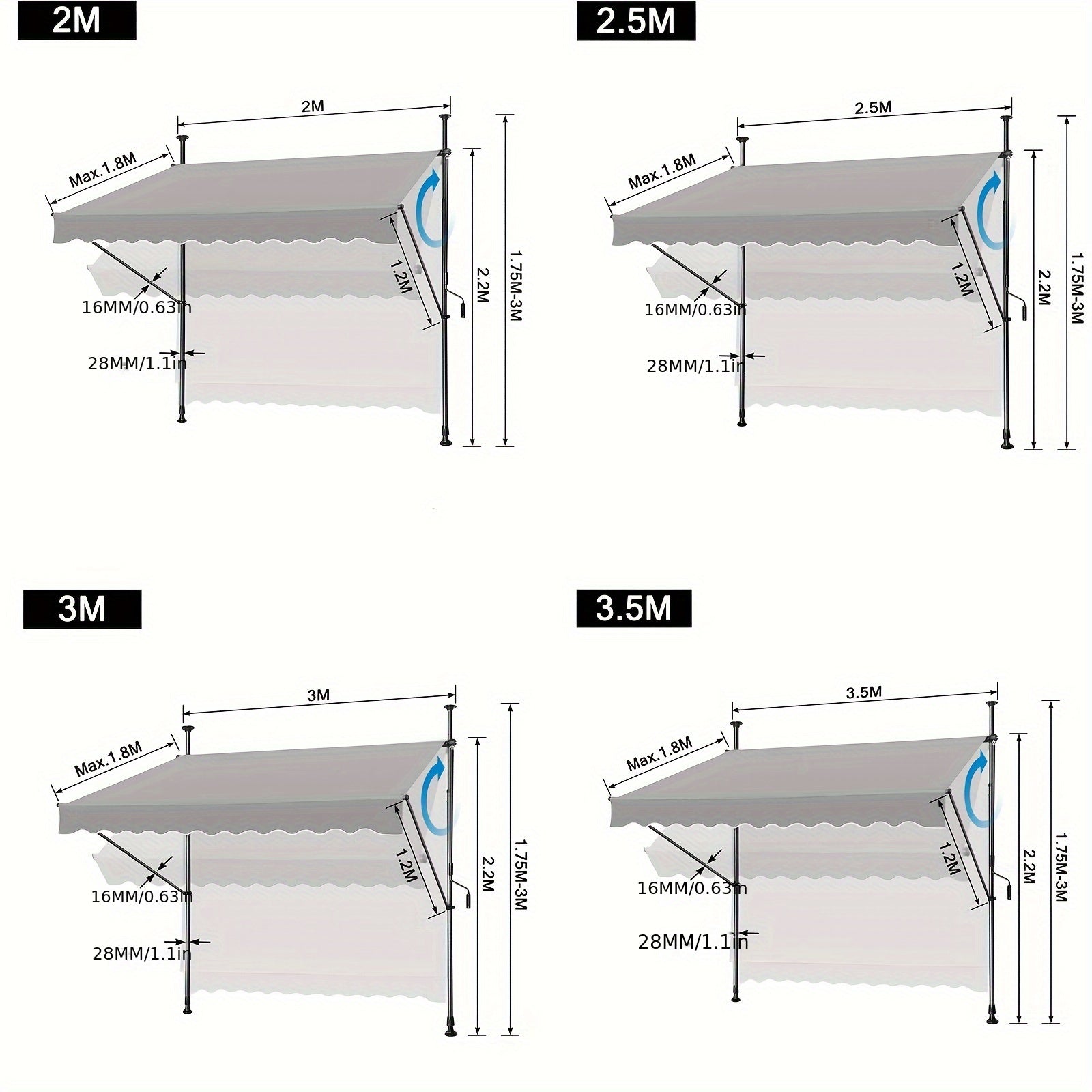 Tenda a serranda, Grigio scuro per terrazza e giardino – vista dettagliata 3