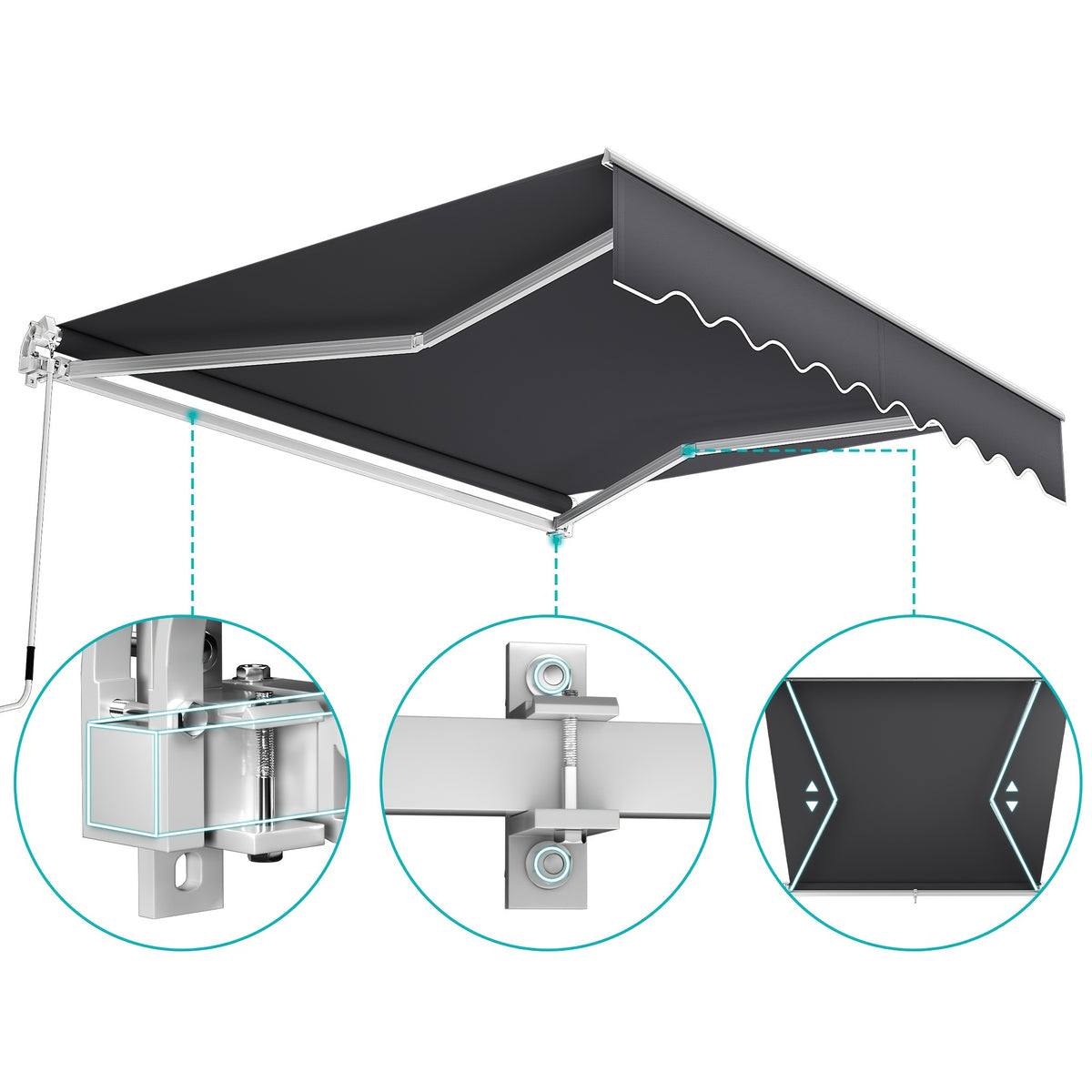 Tenda da sole per balcone e giardino – vista dettagliata 2
