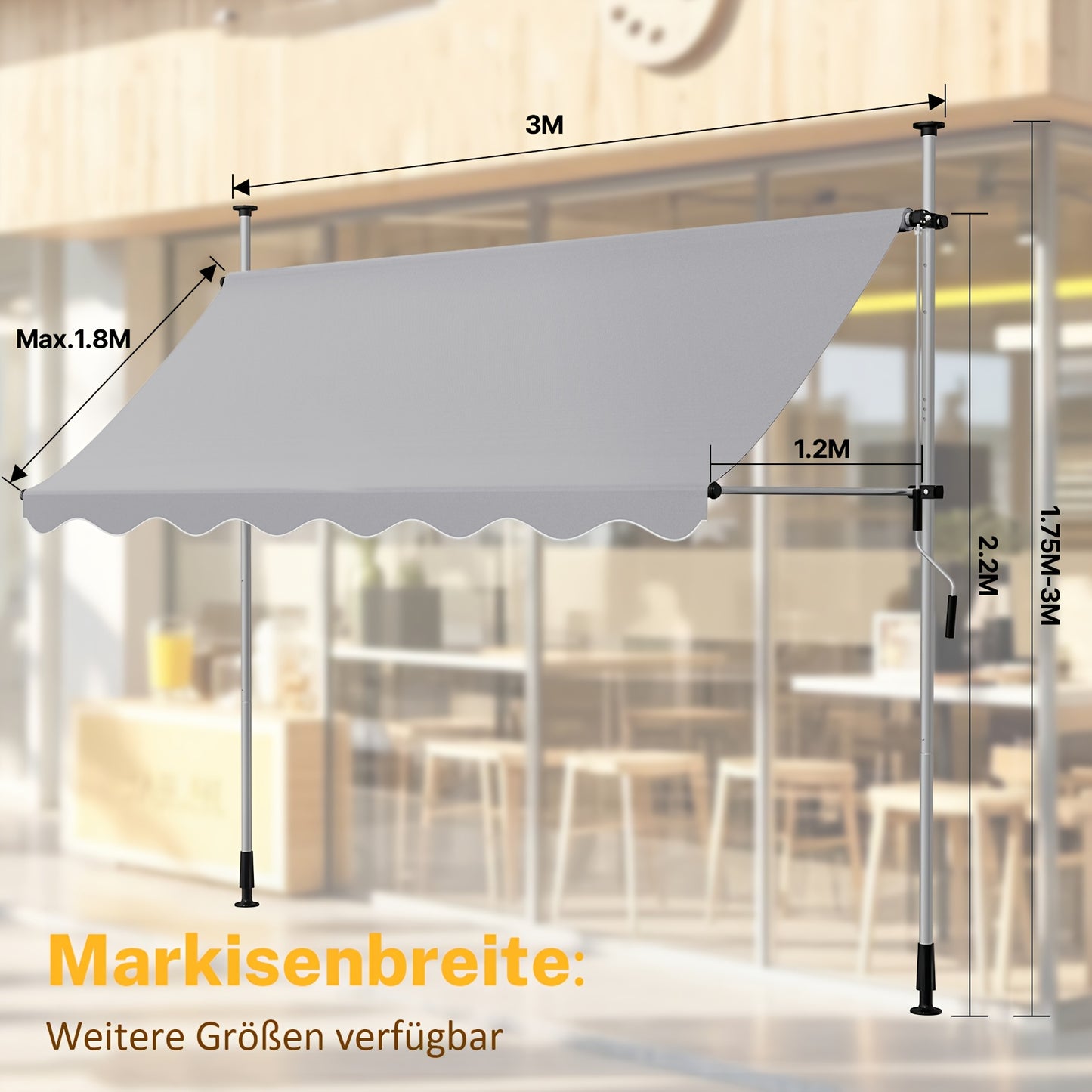 Tenda da sole, regolabile per giardino e balcone – vista dettagliata 3